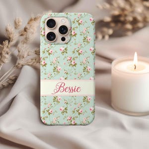 Personalized Floral Tough Cases, Custom Name iPhone Samsung Google Phone Cover, Floral Tough Case, Floral Phone Case for Her