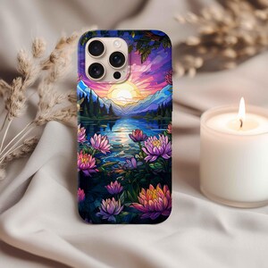 Fundas resistentes con diseño de atardeceres coloridos, funda para teléfono, funda protectora, diseño de atardecer vibrante, carcasa rígida, resistente a impactos, funda para iPhone