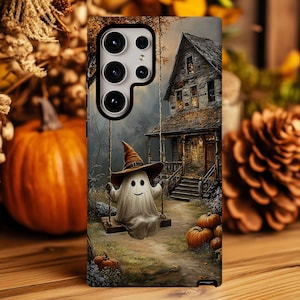 Cute Ghost iPhone 11 12 13 14 15 16 Case, Samsung S21 S25 S23 S24, Halloween Phone Cover, Spooky Tough Case, Happy Ghost Cell Phone Case