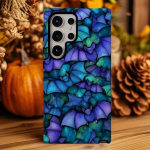 Spooky Bats iPhone Case: Halloween Stained Glass Phone Cover