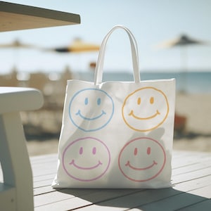 Smiley Face Tote Bag - Cheerful Reusable Shopping Bag, Eco-Friendly Accessory, Perfect for Everyday Use