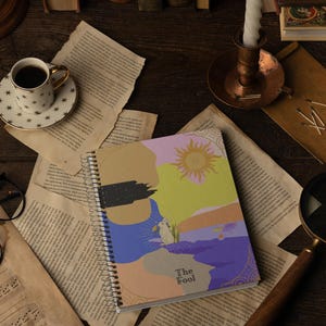 Cuaderno espiral de El Loco, colores brillantes, cartas del tarot, magia, diario esotérico, cuaderno místico, regalo para lectores de tarot, producto astrológico