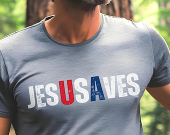 Jesus Saves USA PNG, 4th of July Christian Sublimation, Patriotic Faith Design, Red White Blue Bible shirt