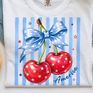 Cherry America Coquette Png, 4th of July Png, Patriotic png, American Coquette Bow png, Retro America Png, Memorial Day PNG, Girly USA png