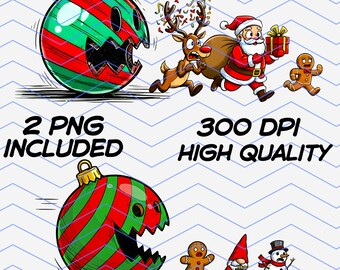 Pacman Christmas PNG, Creepy Cute Ornament Monster, Holiday Gift, Xmas Gift, Funny Christmas Ornament Monster, Funny Xmas Sublimation Design