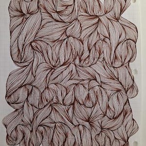 Original Pen and Ink Abstract Sketch | Minimalist Black and White Art | Hand-Drawn Modern Wall Decor | brown and white
