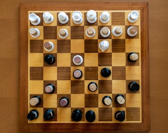 BUNG | Wine Cork Chess Pieces - Unique Custom Chess Set, Choice of Colors