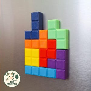 Magneti da frigorifero TETRA / Tetris - Decorazioni per videogiochi retrò, scelta di dimensioni e colori
