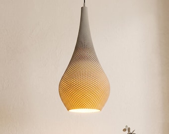 Teardrop Pendant Light, Honeycomb Textured Boho Shade, 25 Colors, Plug-In or Hardwired | EMPOLI