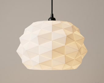 3D Printed Faceted Pendant Light, Geometric Mid-Century Modern, 30+ Colors, 5 Sizes | POLY