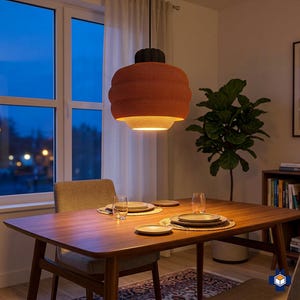 Ribbed Pendant Light, Fluted Textured Shade, 3D Printed, 30 Colors, Plug-In or Hardwired | BETTY