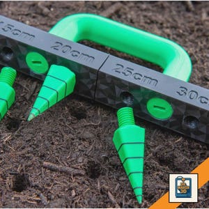 Herramienta de espaciado de semillas ajustable impresa en 3D, medidor de profundidad de surcos de jardín / SEMBRADORA