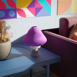 GROOVE | Big Mushroom Light, Vibrant Retro Table Lamp, 3D Printed Decor, Bedroom, Office, Groovy Lighting Accent, Housewarming Gift