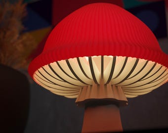 3D Printed Mushroom Table Lamp, Cottagecore Toadstool | AMANITA