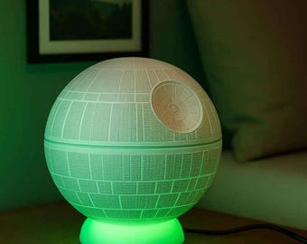 3D Printed Death Star LED Night Light, Sci-Fi Decor | LASER