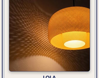 3D Printed Drum Pendant Light, Mid Century Modern Mesh Lampshade, Geometric Hanging Shade | LOLA