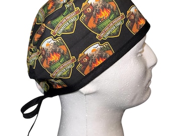 Funny Smokey Dumpster Fire Mens/ Unisex Scrub Hat