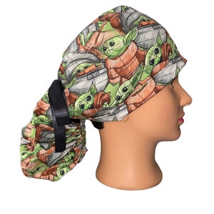 Stacked Baby Alien Ponytail Style Scrub Hat