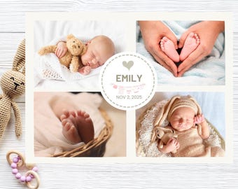 Baby Photo Collage Template | Newborn Nursery Wall Art (Digital Download)