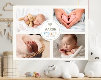 Newborn Photo Collage Template | Editable Canva Wall Art (Digital Download)