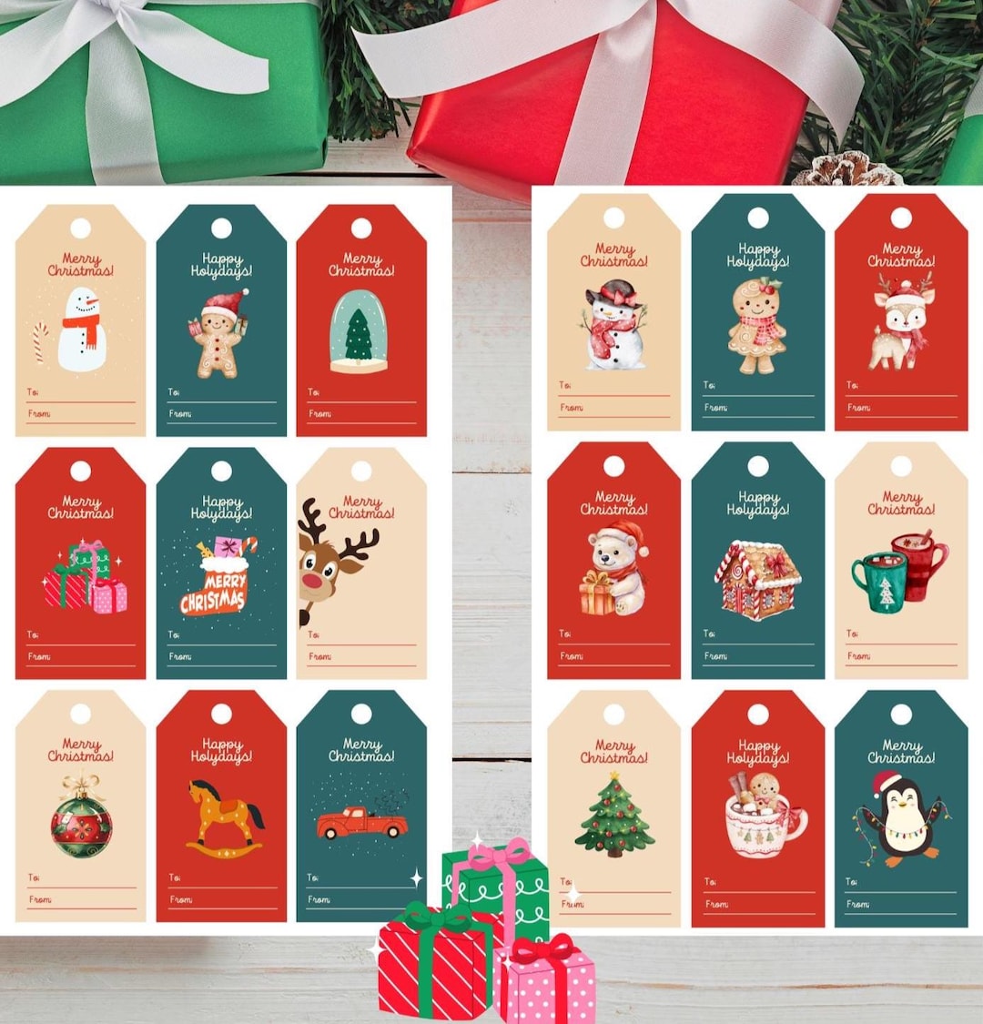 Printable Christmas Gift Tags | Editable Holiday Present Labels (canva ...