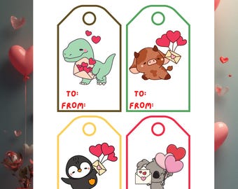 Etiquetas de regalo de San Valentín editables e imprimibles / Etiquetas de regalo de San Valentín / Descarga digital