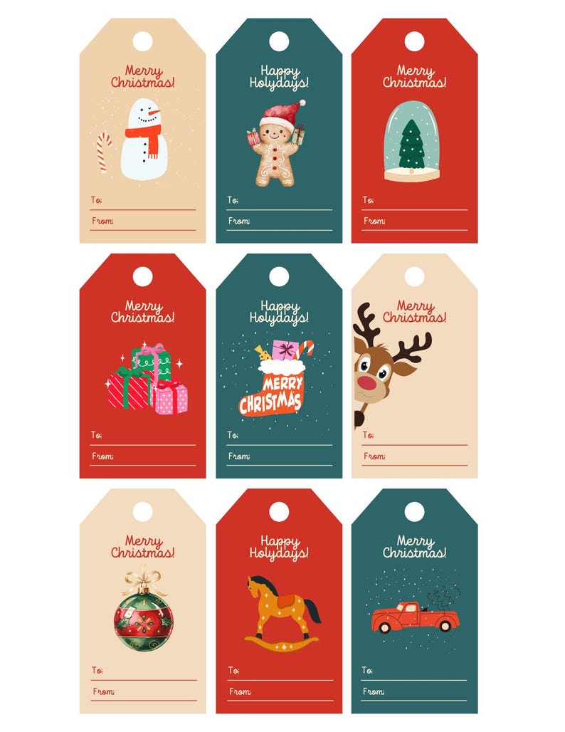 Printable Christmas Gift Tags | Editable Holiday Present Labels (canva ...