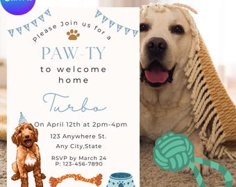 Dog Adoption Celebration Invitation | Editable Puppy Party Template | Pet Adoption Event Download | Printable Invite