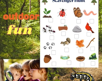 Kinder Wald Schnitzeljagd Printable | Outdoor Naturaktivitätsspiel (Digitaler Download)