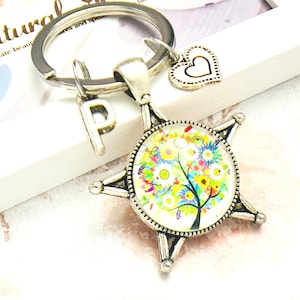 Family tree keychain, Personalized keychain for girlfriend,Tree of life keychain, Glass charm keychain