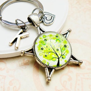 Family tree keychain, Personalized keychain for girlfriend,Tree of life keychain, Glass charm keychain