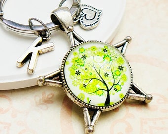 Family tree keychain, Personalized keychain for girlfriend,Tree of life keychain, Glass charm keychain