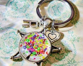 Tree of life keychain gift for friends, Family tree keychain for Christmas gift