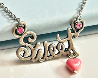 Pink Heart Necklace - Romantic Love Gift for Her - Anniversary & Valentine's Jewelry, Birthday Gift, Christmas Gift