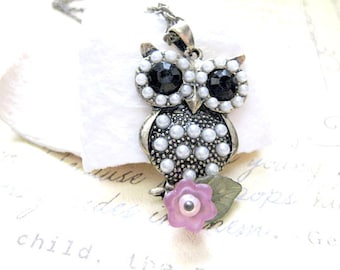 Eule Halskette, Eule Schmuck, Eule Anhänger, Eule Anhänger Halskette, Vogel Halskette, Eule Charm Halskette, Weihnachtsgeschenk, Geschenk für Sie,