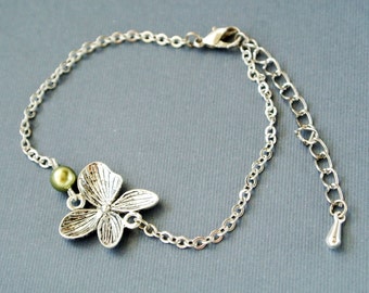 Pulseira de Orquídea, Presente Ideal para Ela, Natal e Aniversário