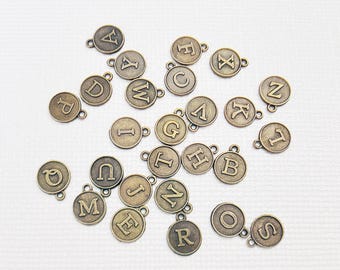 Personalized Antique Bronze Initial Charm, Unique Customizable Monogram for Necklaces and Gifts, Custom Initial Charm