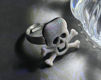 Halloween-sieraden, witte schedelring, skeletsieraden, griezelige sieraden, Halloween-ringen, enge ringen, Halloweencadeaus, schedelring voor vrouwen