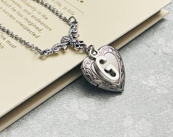 Personalized Silver Heart Locket Necklace with Initial Charm - Perfect Gift for Her, Valentine’s Day, Bridesmaid, Christmas, Birthday Gift