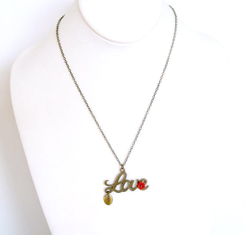 Love Necklace, Valentines Day Necklace,Valentine Jewelry,Personalized Initial Love Necklace, Initial Necklace image 4