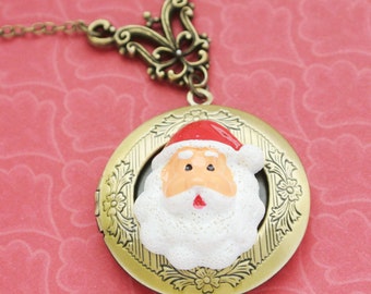 Santa Claus Locket Necklace for Christmas