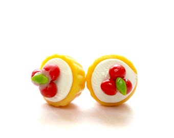 Cupcake Earrings, Cupcake Post, Miniature Food Jewelry, Food Jewelry, Miniature Food,Polymer Clay Food Charm