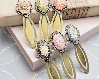 Elegant Vintage Style Rose Cameo Brass Bookmarks - Perfect Gift for Librarians & Book Lovers, Gift for Teachers, Book Clubs, Christmas Gift