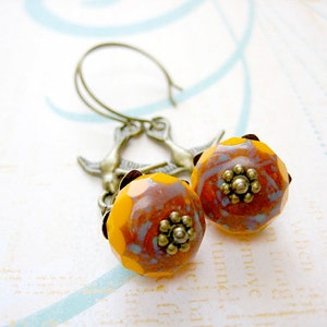 Swallow with Pumpkin Earring, Pumpkin Earrings, Halloween Jewelry, Thankgiving Jewelry image 3