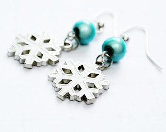 Pendientes de copo de nieve colgantes
