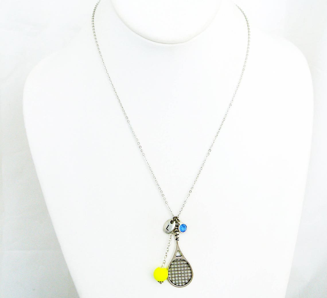 Tennis Racket and Tennis Ball Necklace With Initial and Etsy
