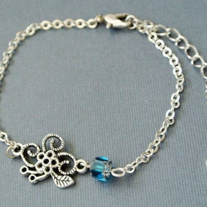 Flower Pendant Bracelet, Flower Bracelet, Floral Jewelry,Silver Bracelet