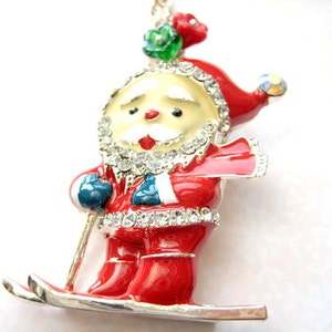 Santa Claus Ski Necklace Gift for Christmas