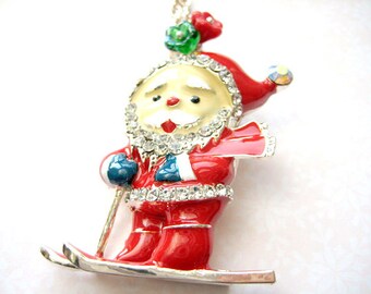 Santa Claus Ski Necklace Gift for Christmas