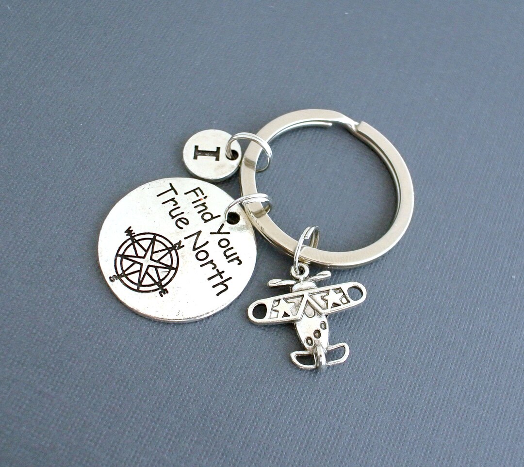 Personalized Compass Keychain Gift for Him- Custom Keychain -travel ...